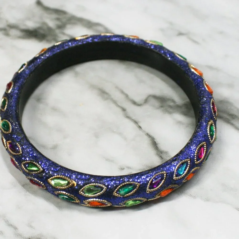 Bracelet Bangle Round Blue Sparkle Colorful Crystal Costume Jewelry Accessory